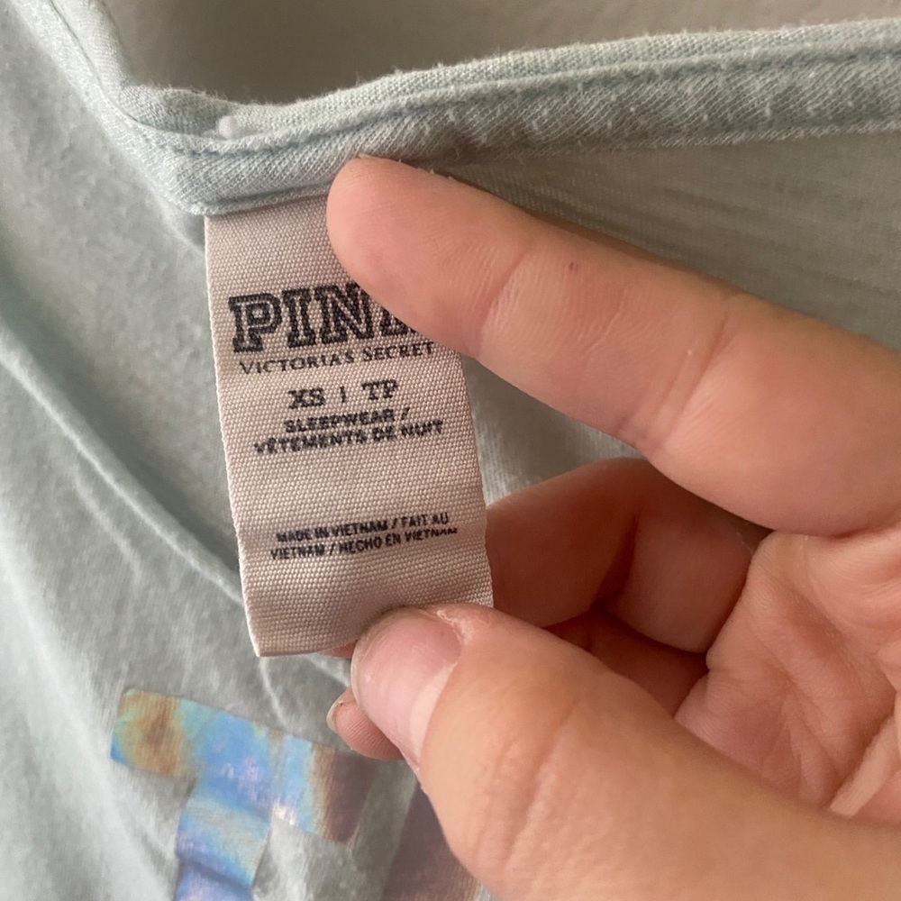 PINK - Victoria’s Secret size XS mint green sleepwear “the party has arrived” - Picture 5 of 5